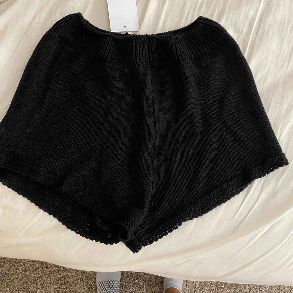 Black knit shorts